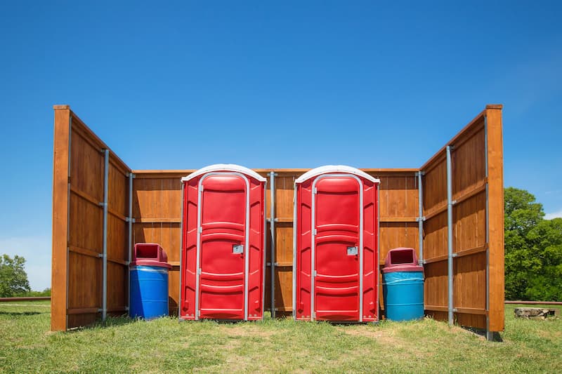 Short-term porta potty units staged for delivery in Seven Oaks, South Carolina